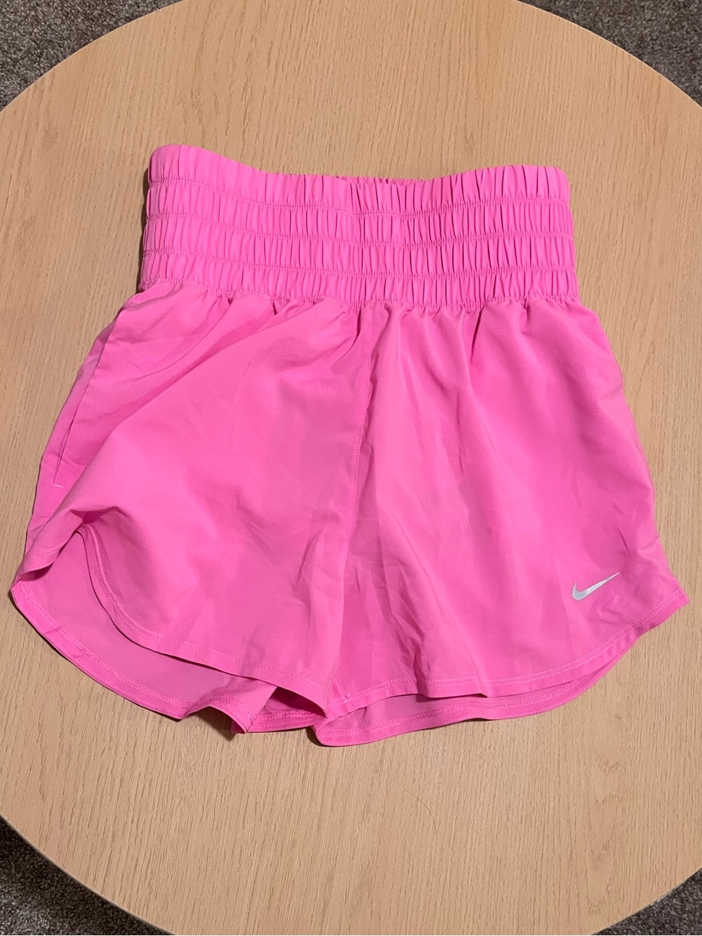 Nike Women's Hot Pink Smocked Waist Athletic Shorts